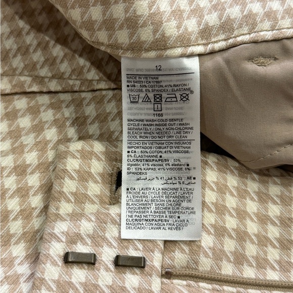 Old Navy Pants Women Size 12 Beige Houndstooth Pixie High Rise Skinny Trousers - Picture 12 of 12